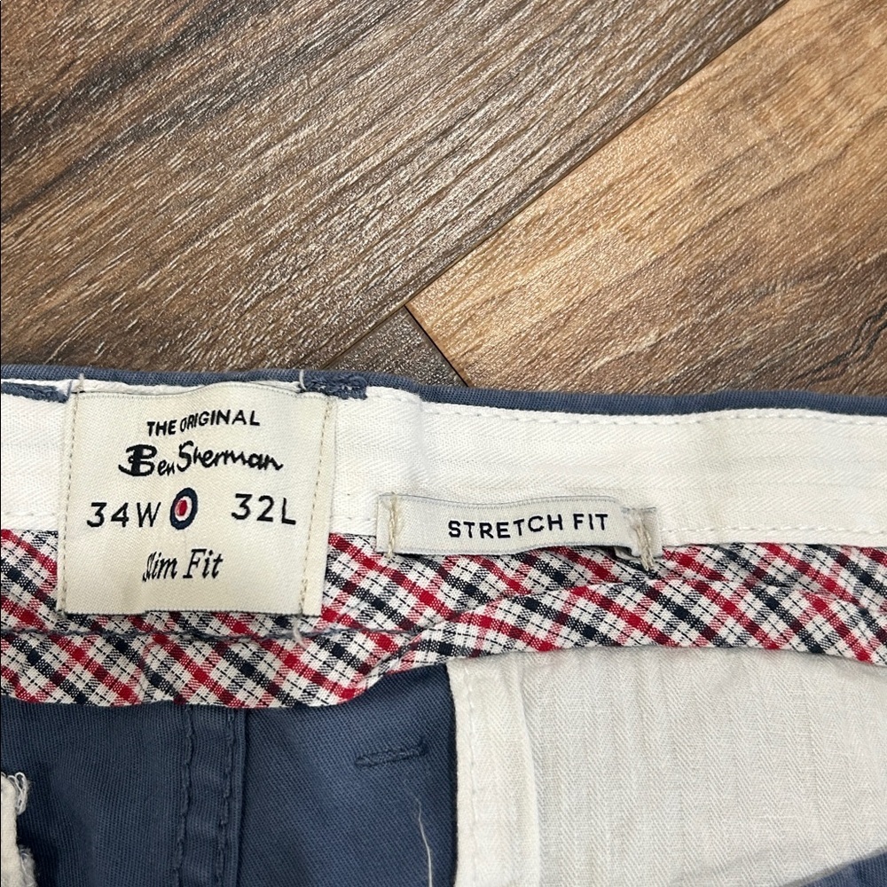 Ben Sherman The Original Slim Fit Pant 98% Cotton Color Blue Size 34 X 32 - Picture 5 of 12